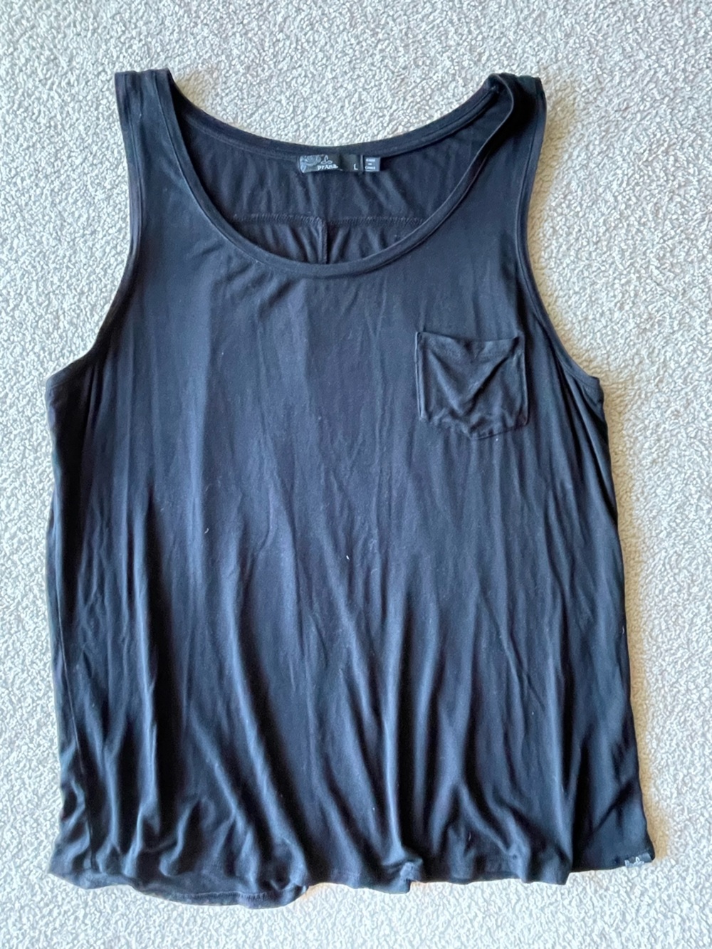 Prana Black Scoop Neck Tank Top with Chest Pocket Women Size L Summer Outdoors